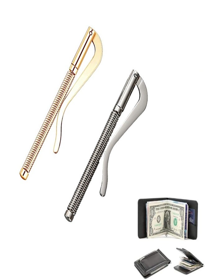 Indusoire 2 Pcs Money Clip, Premium Cash Clip for Men, Slim Wallet Accessory with Secure Hold, Replacement for Bifold Wallets Suitable for Business Travel and Tourism(Gold+Silver) - Image 1